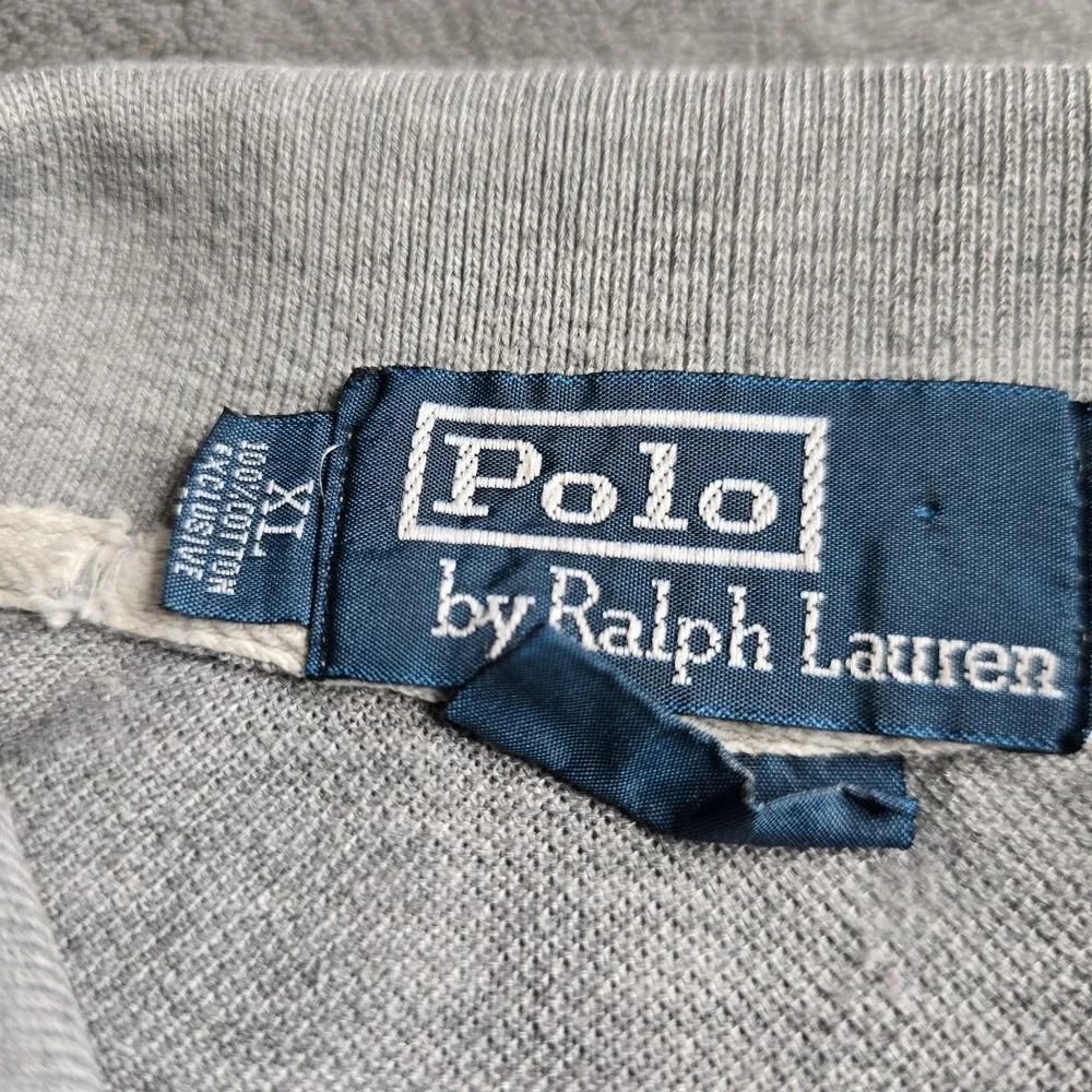 Polo Ralph Lauren Big Pony Polo Mens XL Gray Navy Pique Preppy Custom Fit